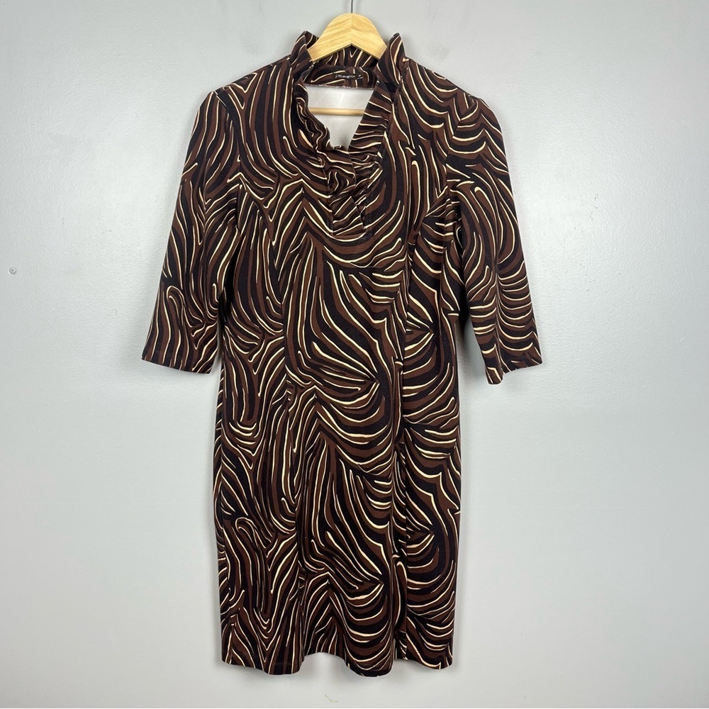 J. McLaughlin Terin dress in brown & black Zambria print, medium.